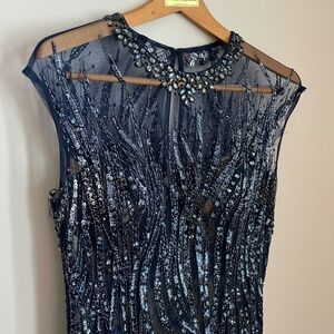 Tony Bowls Beaded Mermaid Evening Gown